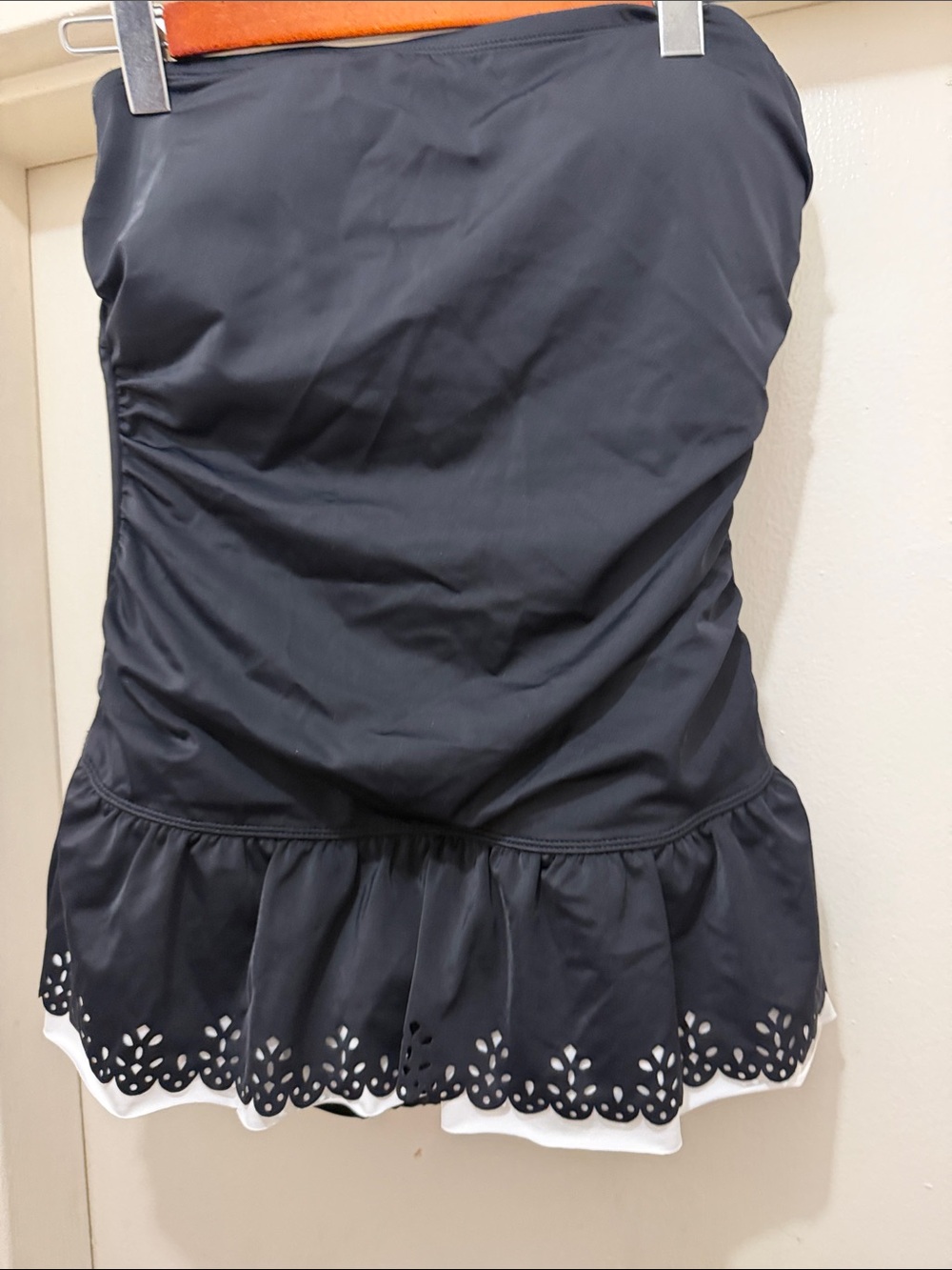 Relativity Black Strapless One-Piece Swimdress with Laser-Cut Hem